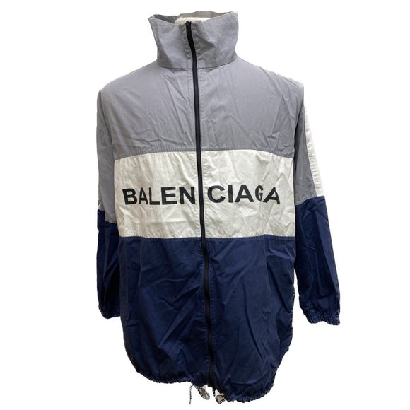 100% Authentic Balenciaga Men's Zipped Logo Windbreaker Jacket Size XS - Picture 1 of 9